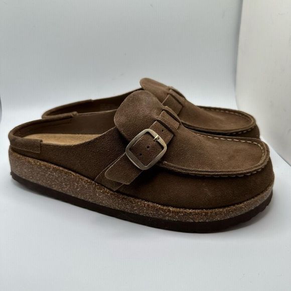 CUSHIONAIRE Women's Genuine Leather Cork Footbed Clog with +Comfort 8.5 BROWN - Picture 1 of 7
